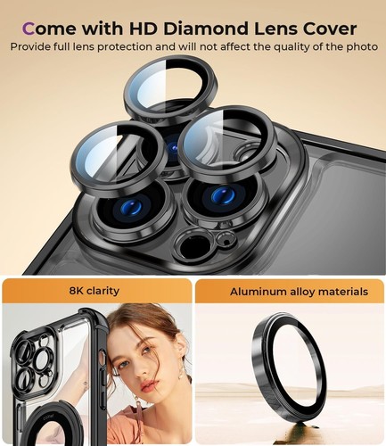 For iPhone 16 Pro Max 15 14 13 12 Magnetic Case Clear Shockproof Kickstand Cover - Picture 5 of 29