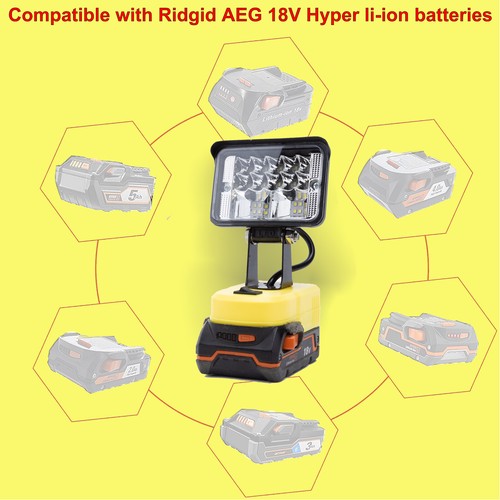1x LED Work Light Work On RIDGID/AEG 18V Li-Ion Battery- 28W Work Light Only - Picture 10 of 15