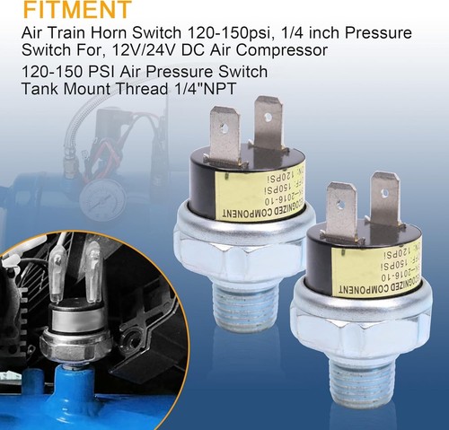 2 Piece Pressure Switch, 120-150 PSI Air Compressor, Pressure Switch 1/4"-18 NPT - Picture 2 of 7