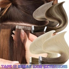 Tape In Russian Remy Thick Human Hair Extensions Skin Weft 100PCS Ombre Balayage