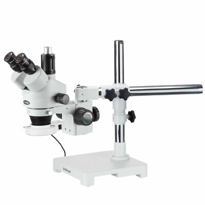 AmScope 7X-45X Boom Ständer Trinokular Zoom Stereo Mikroskop + 54 LED Ring Licht