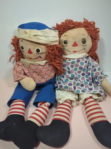 1947 Johnny Gruelle Own Raggedy Ann + Andy Dolls Georgine Novelties NYC USA