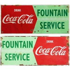 Coca-Cola Fountain Service Wall Sticker Set Distressed Wall Art Decals 13 x 6