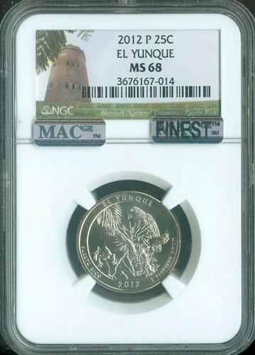 2012-P El Yunque Quarter NGC MS68 MAC Quality