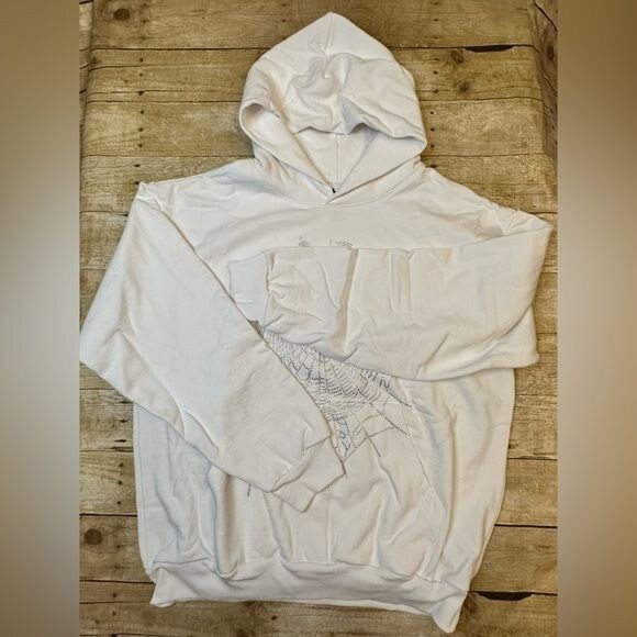 SP5DER OG Rhinestone Logo Hoodie in White | eBay