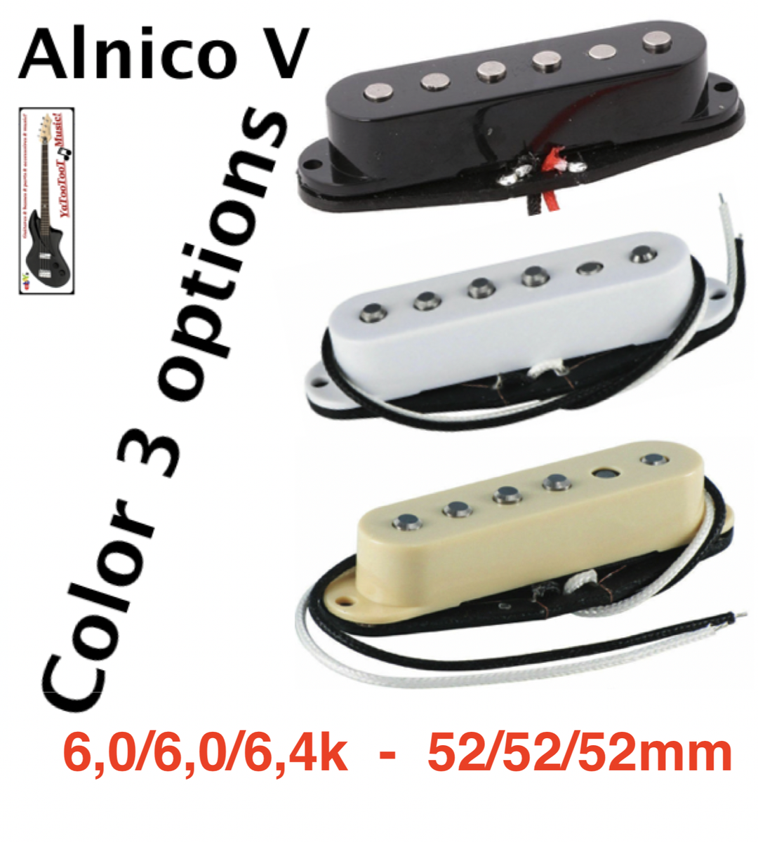 New Set 3 Pickups Stratocaster Alnico - 52mm Staggered -6/6/6.4k