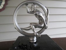Speed Demon On Riding Tire Satan Hotrod Car Hood Ornament Speed Demon On Riding Tire Satan Hotrod Car Hood Ornament