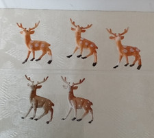 Vintage Lot of 5 Spotted Reindeer Small Celluloid MCM Hong Kong 2" Plastic