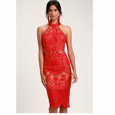 halter midi cocktail dress