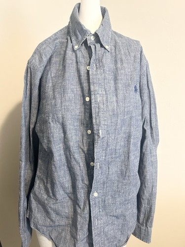 ๐ต Ralph Lauren Custom Fit Button Down Blue Shirt Men's S 1527 - Picture 7 of 12