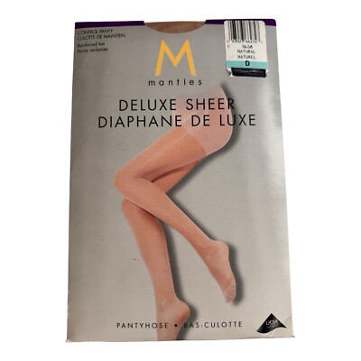 Rare Mantles Deluxe Sheer Panty Hose Reinforced Toe Natural Size D