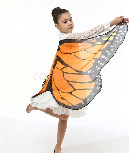 Womens Kids Girls Butterfly Cape Wings Scarf Fairy Wrap Cloak Shawl Book Week AU - Picture 43 of 116