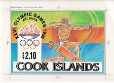 Cook Is. Sc1207 1996 Atlanta Olympics, Archery, Original Drawing Artwork Proof