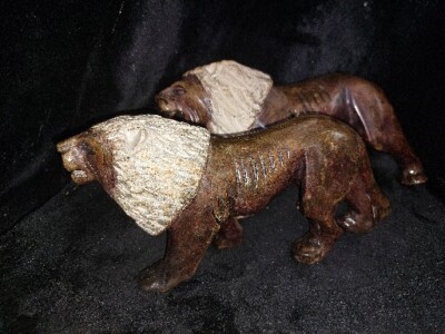 Stone Alabaster Onyx  Lion Animal Damaged