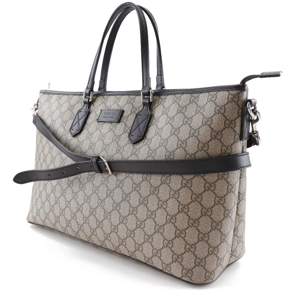 Sac bandoulière Gucci GG Supreme 2WAY 410748 toile cuir marron beige occasion
