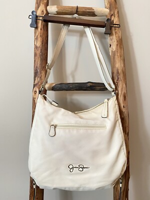 JESSICA SIMPSON Women Shoulder Bag Ivory Zip Pockets Crossbody