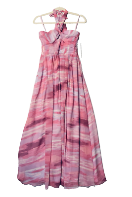 #ad #ad Aqua Size XS Pink Chiffon Maxi Dress Front Slit Skirt Fairy Coquette NWT $10.50