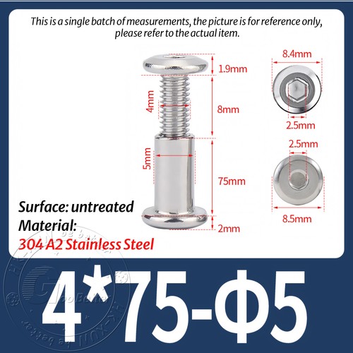FURNITURE JOINT CONNECTOR BOLT & CAP NUT - ALLEN KEY HEAD - A2 STAINLESS STEEL - Picture 63 of 144