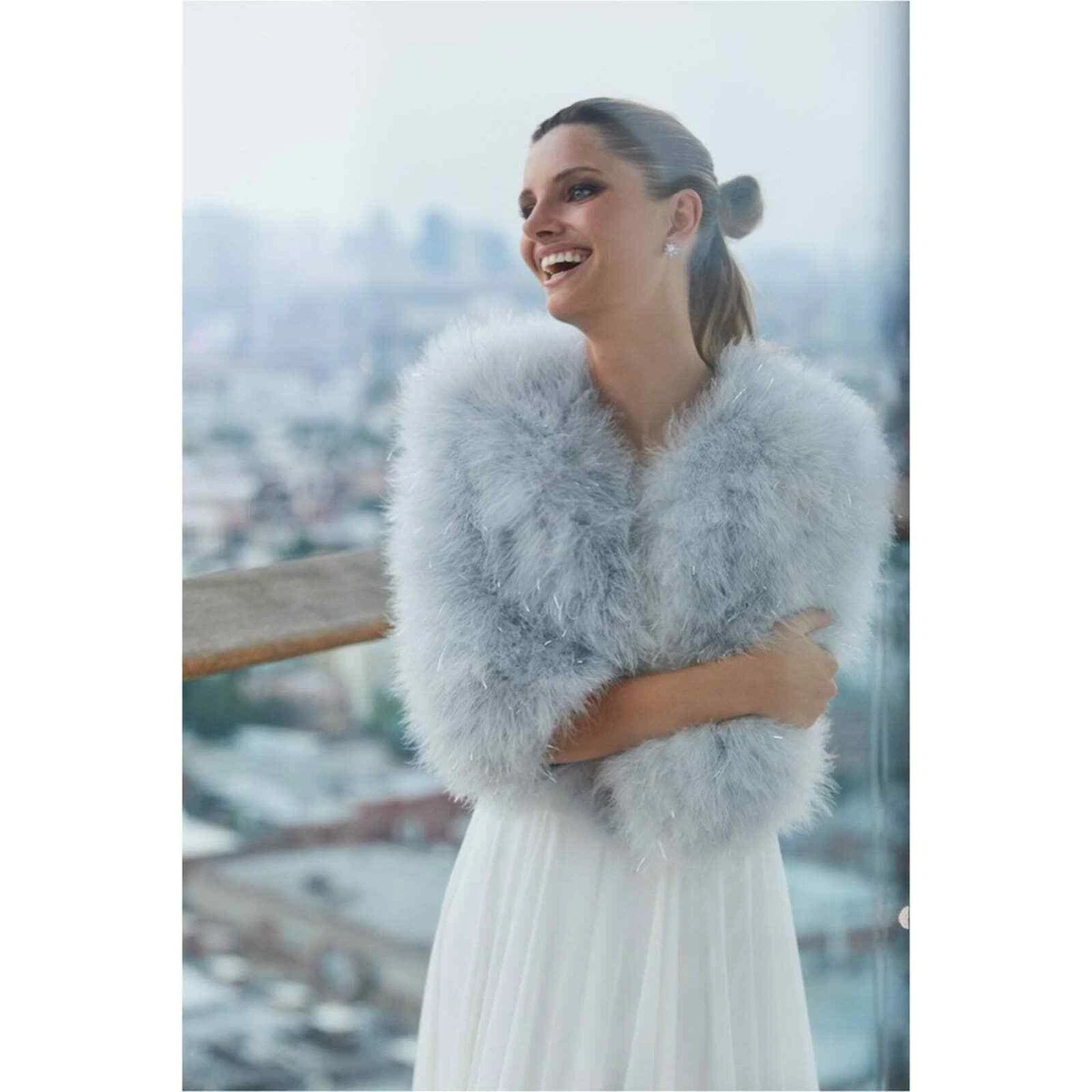 Anthropologie x BHLDN Jocelyn Raven Shrug Fur Cape Jacket XS