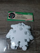 New Foam Winter Christmas Shapes Kids Crafts  White Glittery Snowflake 12 ct 