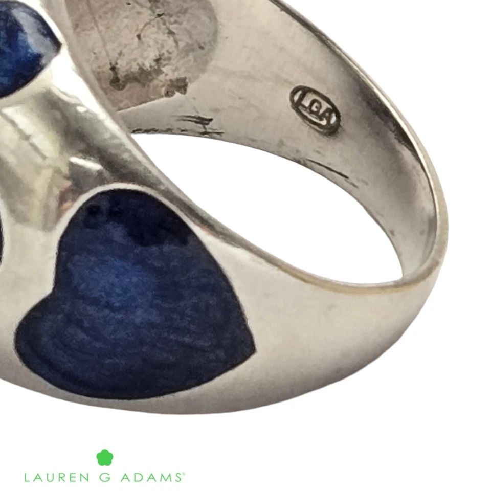 Anillos LGA Lauren G Adams plata esterlina esmalte y cristal corazón zafiro talla 9 Foto 3 de 4