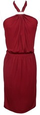 GUCCI Halter Dress Maroon Gold-Tone HW Red Brown Viscose Sleeveless Sz S