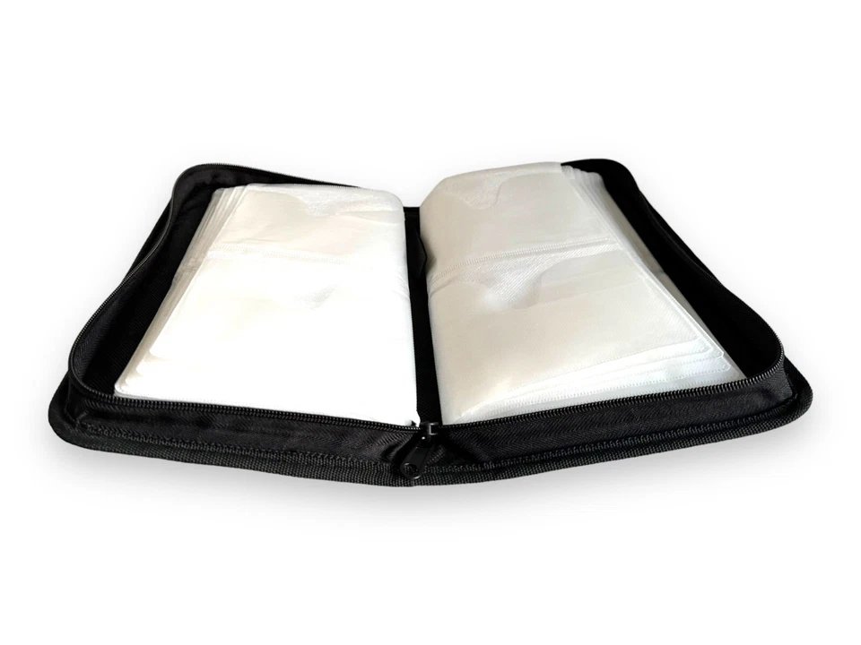 80 CD DVD Games Black Storage Organizer Case Wallet Holds 80 Discs Zip Closure - Image 3 of 4