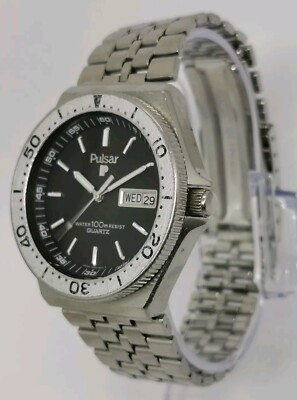 Vtg 1981 Pulsar (Seiko) Y563-6039 Sports Diver St/Steel Bracelet
