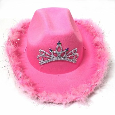 Cute Pink Cowboy Hat Feather Edge 