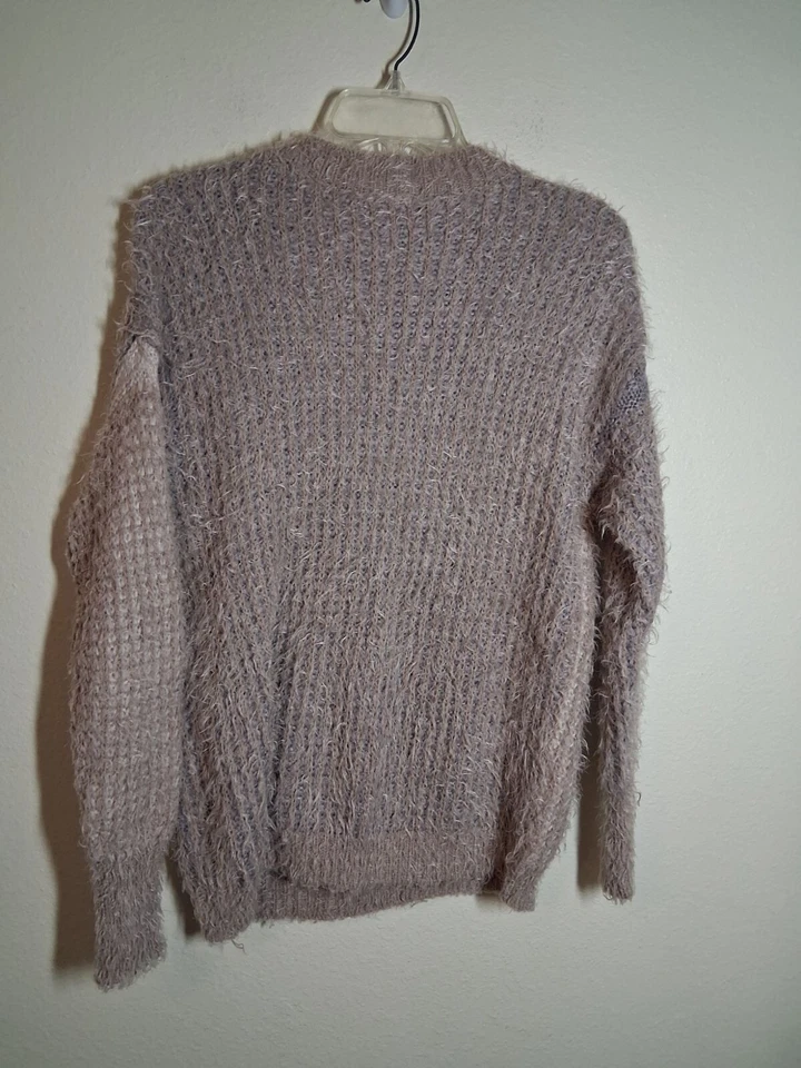 Suéter Peludo Charlotte Russe Y2K Retro Informal Invierno Púrpura/Gris Talla Pequeña Foto 3 de 4
