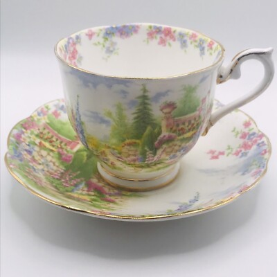 Royal Albert c.1935 KENTISH ROCKERY PATTERN Tea Cup & Saucer Set Fine Bone China