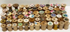 Lot of 72 Vtg Empty Wooden Thread Spools Mixed Brands Sizes M/L