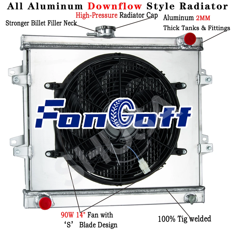 For 84-95 Toyota Pickup DLX 4 Runner SR5 2.4L l4 3 ROW Radiator+Shroud+Fan - Изображение 2 из 4