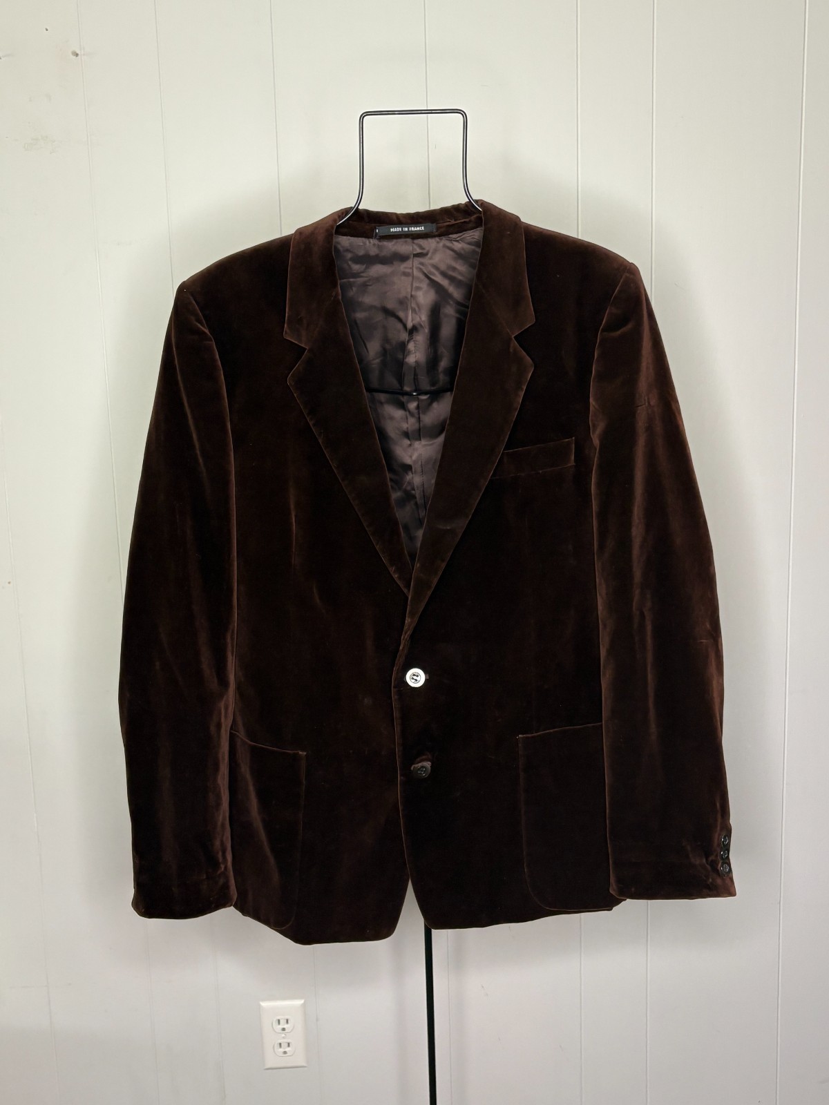 Giacca cappotto sportivo blazer velluto marrone uomo vintage YSL Yves Saint Laurent