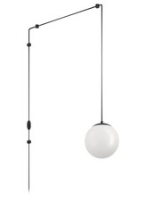 Eglo Rondo 3 Plug-in Hanging Pendant Lamp E27 Socket Black Metal & White Glass 