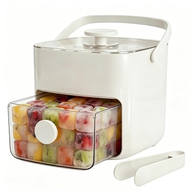 Handled Press- Ice Cube Tray, Portable 48 Compartment Press and Drop Type