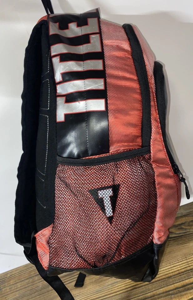 TITLE Boxing Backpack Red & Black Boxing Bag Material RARE Gym Bag, Travel, MMA - Image 2 of 4