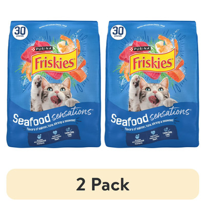 (2 Pack) Friskies Seafood Sensations Salmon, Tuna & Shrimp Dry Cat Food, 30 lb