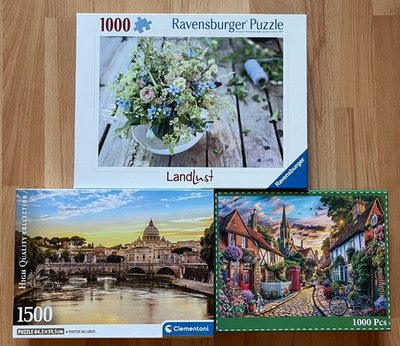 Konvolut 2 x 1000 und 1 x 1500 Teile, Ravensvurger, Clementoni - Neuwertig