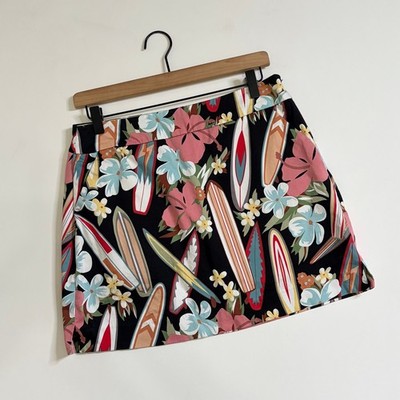 LOUDMOUTH Ladies Hibiscus Surf Board Mini Skort Skirt Surfboard