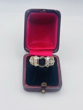 Raymond Yard Antique 18k Yellow Gold Sapphire & Diamond Ring Size 7