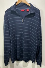 IZOD 1/4 Zip Sweater Long Sleeve Blue Striped Mens Large Pullover Sweatshirt