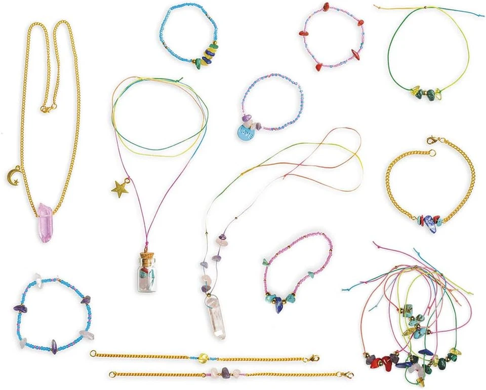 - Set 16 Gioielli Pietre Portafortuna Fai-Da-Te - 3 Collane E 13 Bracciali - Les - Immagine 2 di 4