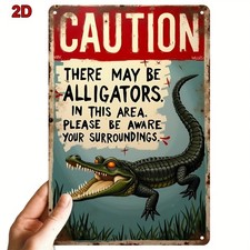 Alligator Warning Alligator Caution Tin Metal Signs Home D cor 8x12