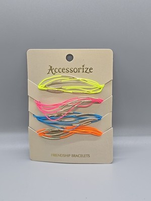 Accessorize Friendship Bracelets Set Of Four Orange Blue Pink Yellow (JB)