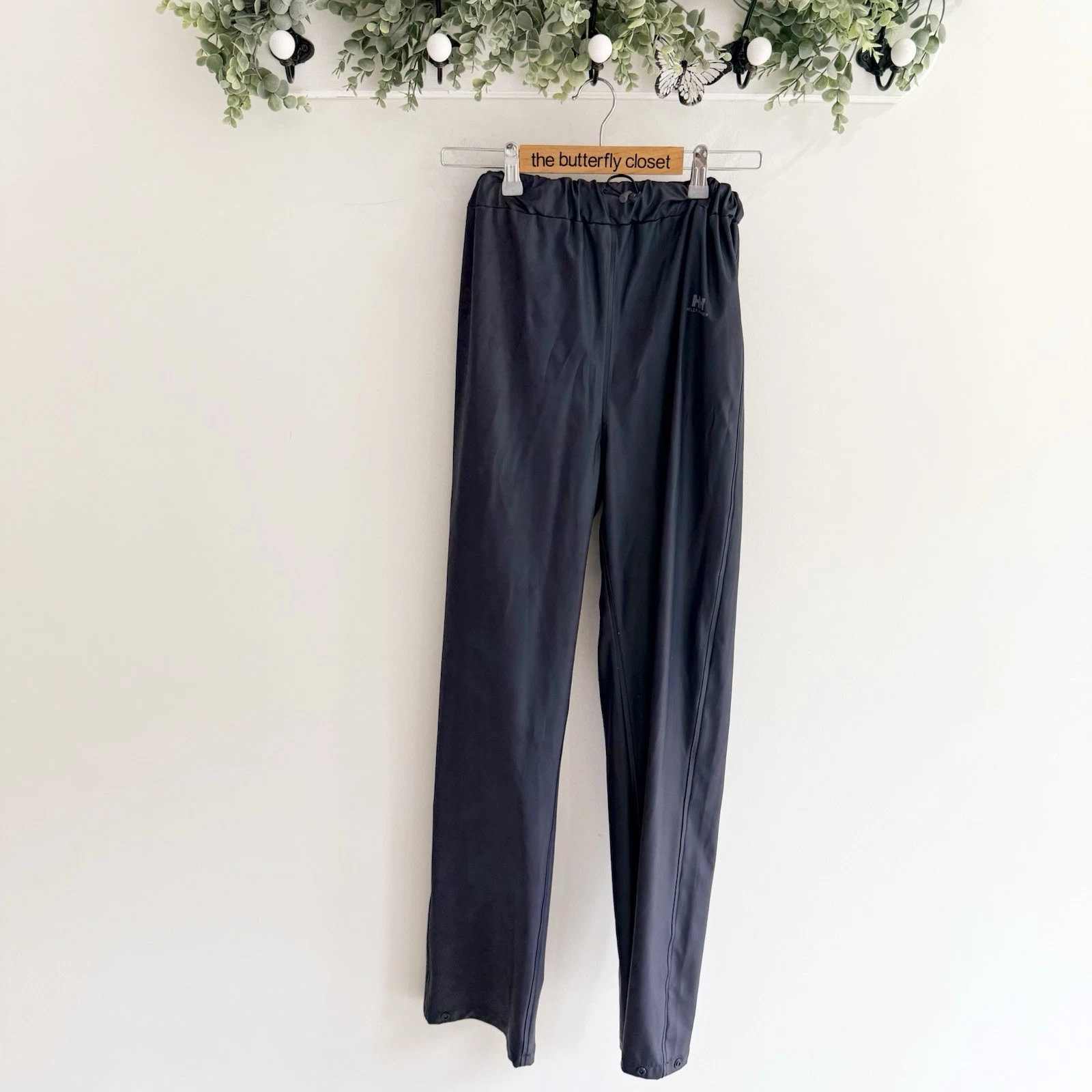Helly Hansen Rain Pants Elastic Waist Drawstring Close Dark Gray Size S 35220