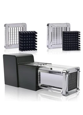 SOPITO Electric French Fry Cutter, Stainless Steel Potato Cutter with 1/2 & 3/8 Blade