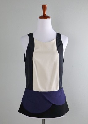 DIANE VON FURSTENBERG DVF NWT $275 Solid Eon Colorblock Peplum Top Size 6