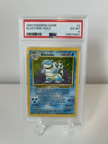 PSA 6 Blastoise 2/102 HOLO Pokémon Base Set Card 1999, excellent condition