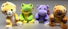 🎁  Lot of 4 Fiesta Pocket Huggables 6” Recycled Plush – Hippo Capybara Frog Fox